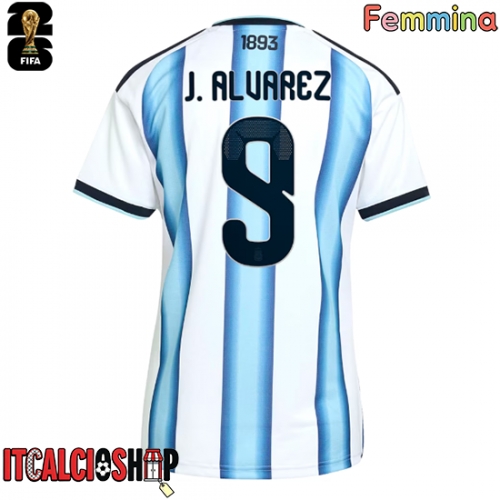 Argentina Julian Alvarez #9 Prima Maglia Femmina Mondiali 2026 Manica Corta